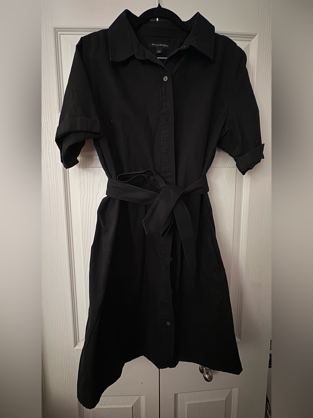 Banana Republic Women's Black denim shirt dress  - L